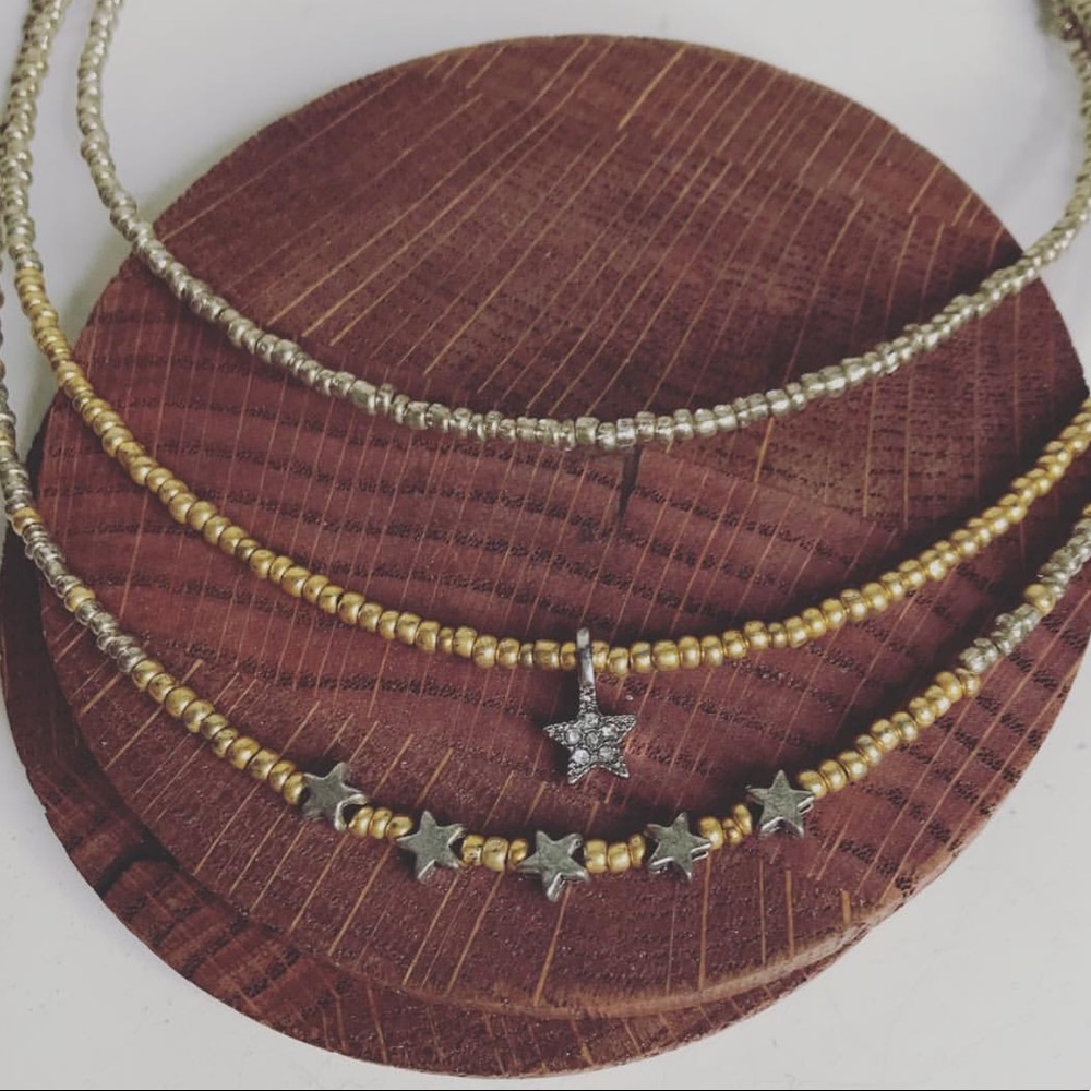 Silver & Gold Beaded Necklace - Picture 2 of 4